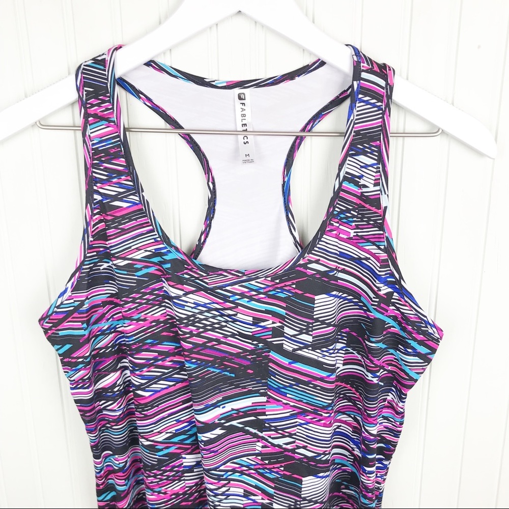 Fabletics Purple Digital Print Mary Racerbank Tank - Picture 5 of 7